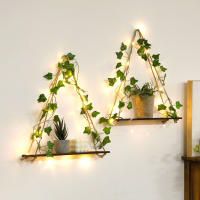 Estante Flotante De Madera Con Decoración De Hoja LED Para Decoración Del Habitáculo Estilo Bohemio Estante De Pared Para Sala De Estar - details 18