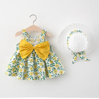 Ropa De Bebé Para Verano Vestido De Playa De Algodón Con Suspensión Para Niña + Sombrero De Sol Vestido De Princesa 2 Piezas - details 3