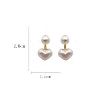 Pendientes De Perla Simulada Para Mujer Estilo Elegante Corazón Redondo Pendiente De Amor Para Fiestas Y Boda Joyería Valentine's Day Regalos - details 1
