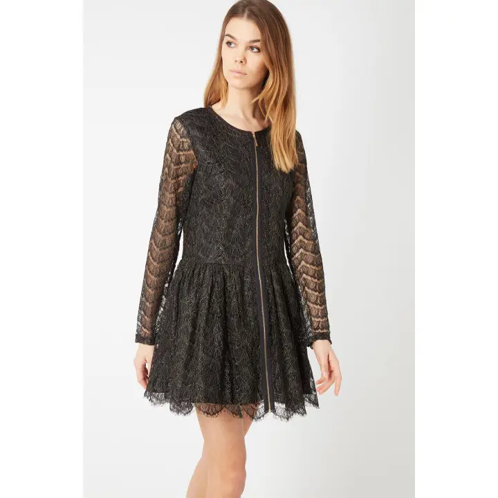 Vestido SENSE de encaje con manga larga y falda acampanada - REF: 8514 - 1
