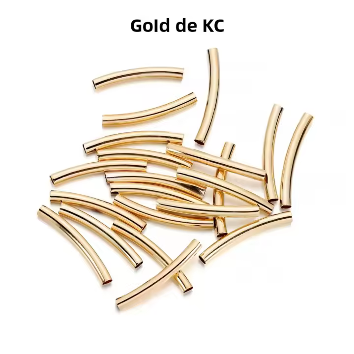 50-100Pcs/Lot Conectores De Tubo De Curva Dorado De Cobre Para Creación De Joyas Accesorios Para Pulseras Y Collares DIY Diámetro 25-30mm - 1