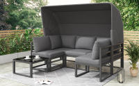 Juego de muebles de Jardín Sunny Island Taburetes y Mesa con Toldo Juego de 4 muebles de Salón para Balcón y Jardín Muebles de patio Weather resistant gris Incluye todos los muebles de Jardín - details 1