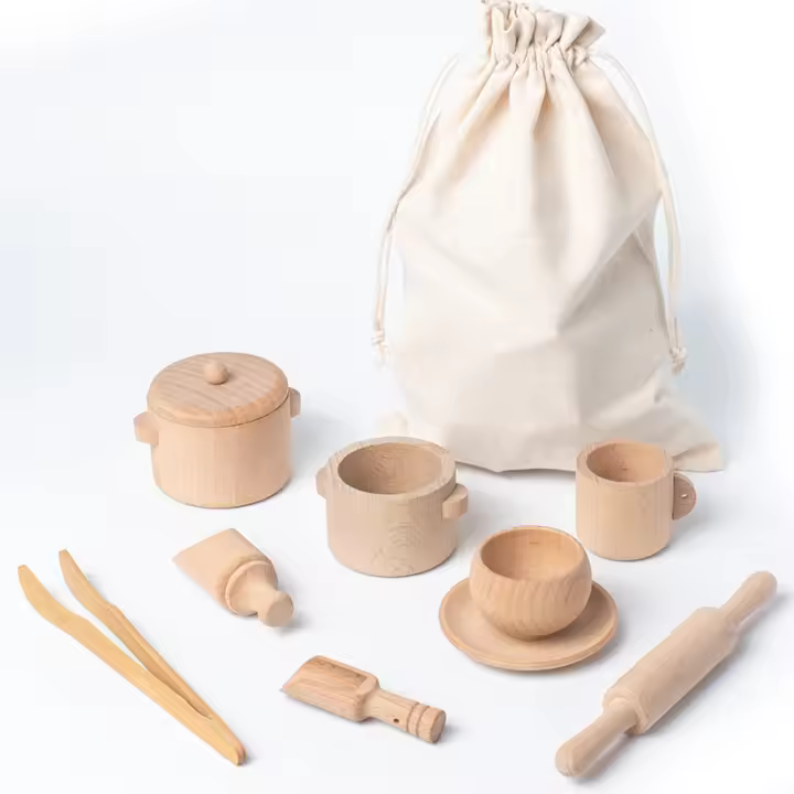 Juego De Rompecabezas Sensorial Montessori Set De Cocina Simulado Juguetes De Madera Para Educación Temprana Experiencia Familiar Edad Infantil - 1