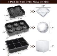 Molde De Hielo De Silicona Para Nevera Con Tapa Reutilizable Molde De Hielo En Forma De Bola Diamante Para Whiskey JT08 - details 1