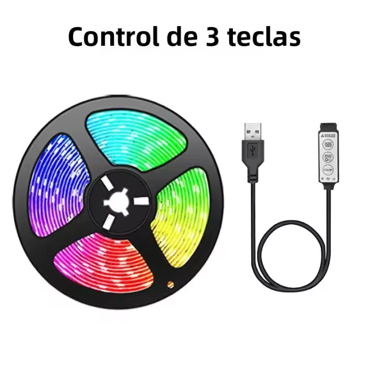 Tiras LED Para TV Con Control Remoto De 3 Botones USB 5V Luz De Fondo Flexible Para Decoración De Hogar Y Fiestas No Inmersión En Agua RGB SMD 5050 - 1