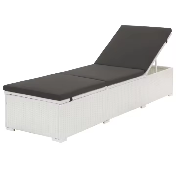 vidaXL Tumbona con cojín ratán sintético Sillas de Exterior Ideal para jardín, playa, piscina, terraza Tumbona Piscina Tumbonas Playa Tumbonas Jardín Exterior - 1