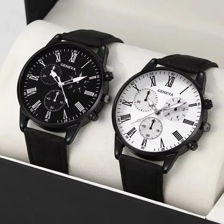 Set De Reloj De Cuero Para Parejas MSCXDK 2PCS Reloj De Pulsera De Cuarzo Para Mujer Estilo Casual Y Moda Dial Simple Montre Femme - 1