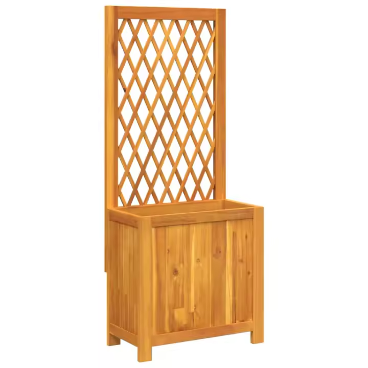 vidaXL Jardinera con enrejado y estante acacia maciza Dimensiones 55 x 29.5 x 132 cm,  100 x 32 x 165 cm,  y mas - 1
