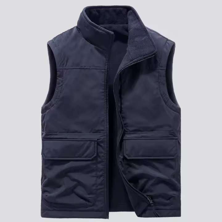 Chaleco Táctico Casual Para Hombre Con Múltiples Bolsillos Y Forro De Poliéster Cálido Doble Cara Para Acampar Y Senderismo Exterior - 1