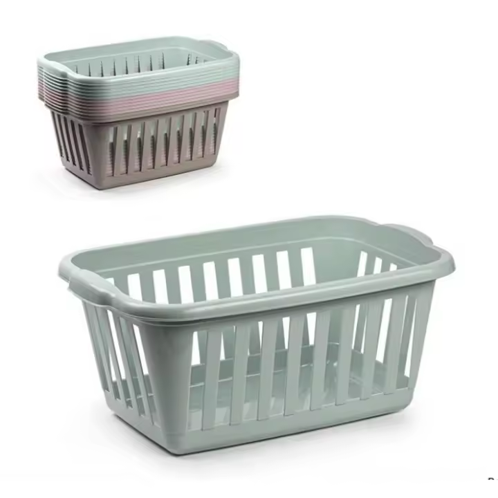 Cesta para la Colada Rectangular de Plástico 60 x 40 x 26 cm - Cesto de Lavandería, Canasta para la Colada con Asas - color se envía aleatorio - 1
