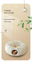 Cama De Gato De Peluche Con Tunnel Multifuncional Para Gatos De Interior Peephole Donut Fluffy Con Tunnel Cama Para Gatos Interior - details 13