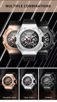 Reloj LIGE De Lujo Para Hombre Cronógrafo Resistente Al Agua Con Manos Luminosas Reloj Deportivo De Cuarzo Con Fecha Y Display Sin Números Material De Correa De Silicona - details 8