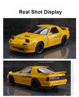 Modelo De Coche Miniatura 1:24 Mazda Initial D RX7-FC En Metal Con Absorci\u00f3n De Choques Regalo Para Niños Coche De Acci\u00f3n Con Sonido Y Luz Tamaño 21x8.5x6CM - details 9