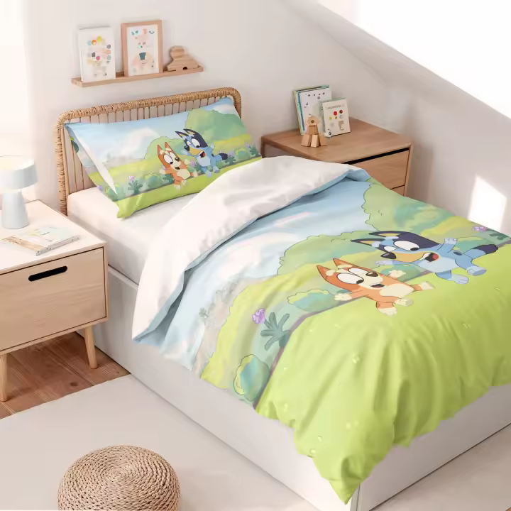 Funda Nórdica Infantil BLUEY + Funda de Almohada – Algodón Suave y Transpirable - 1