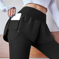 Leggings De Yoga Para Mujer Cintura Alta 2-en-1 Fitness Quick Dry Levantamiento De Glúteos Running Deporte Compresión Moistur - details 3
