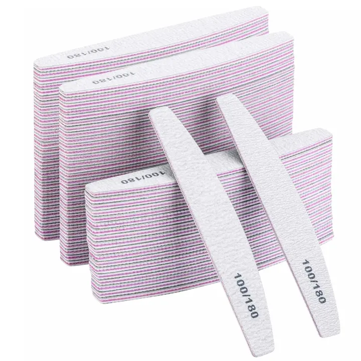 50 Piezas De Archos Para Uñas Profesionales De 100/180 Grit Y Lijadores Doble Cara Herramienta De Manicura Para Uñas De Acrílico - 1