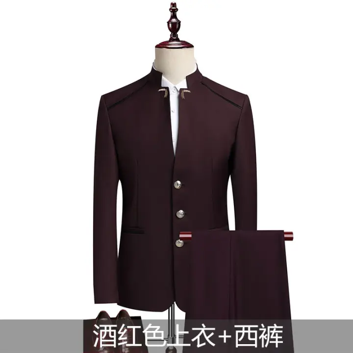 Traje Para Hombre (Chaleco+ Pantalones) Moda Gentleman Negocios Exterior Collar Erguido Boda Trabajo Casual MAO Traje Polyester Viscosa - 1