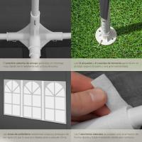 Carpa Desmontable, con 5 Paneles Laterales Desmontables, Protección a la Intemperie, Cenadores para Jardin, Playa, Cuerdas Tensoras y Piquetas, Carpas para Exteriores - 6x3 m Gris - details 2