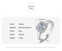 Zenyth 100% Plata de Ley 925 Auténtica anillos simples cuadrados transparentes con dije de circonia cúbica para Mujer joyería FINA minimalist 2021 nuevo estilo Bague - details 5