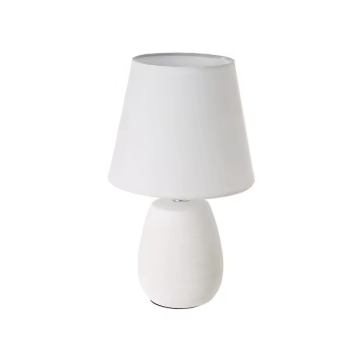 Dcasa Lámpara de mesa con tulipa de cerámica blanca de Ø 17x27 cm - 1