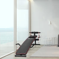 HOMCOM Banco de Abdominales Altura Ajustable Banco de Musculación Multifuncional para Fitness Entrenamiento de Espalda Abdominal Piernas Carga 120kg con 2 Cuerdas y 1 Tirador de Resorte - details 1
