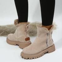 Botas De Nieve Gruesas Para Mujer Felpa Sintética Antideslizante Invierno Botas De Piel Sintética Con Forro De Algodón Botines Con Plataforma Talla Grande Cuña Cuadrada - details 7