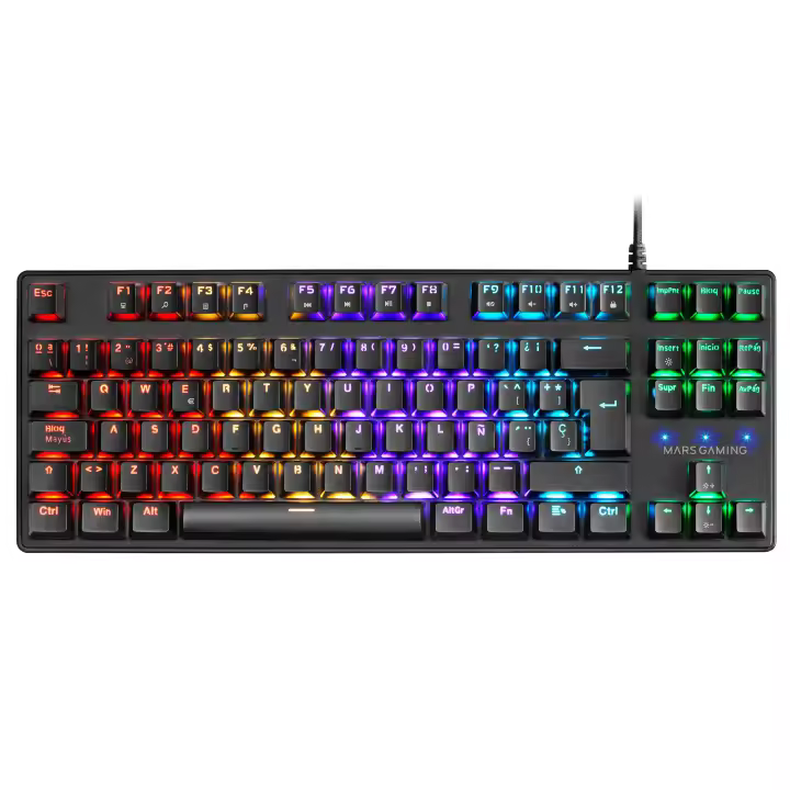 Mars Gaming MKXTKL, Teclado Gaming RGB, Tamaño Ultra-comacto TKL, Tecnología Premium Doble Inyección, Switches Mecánicos OUTEMU SQ Azul o Rojo, Teclado RGB Negro - 1