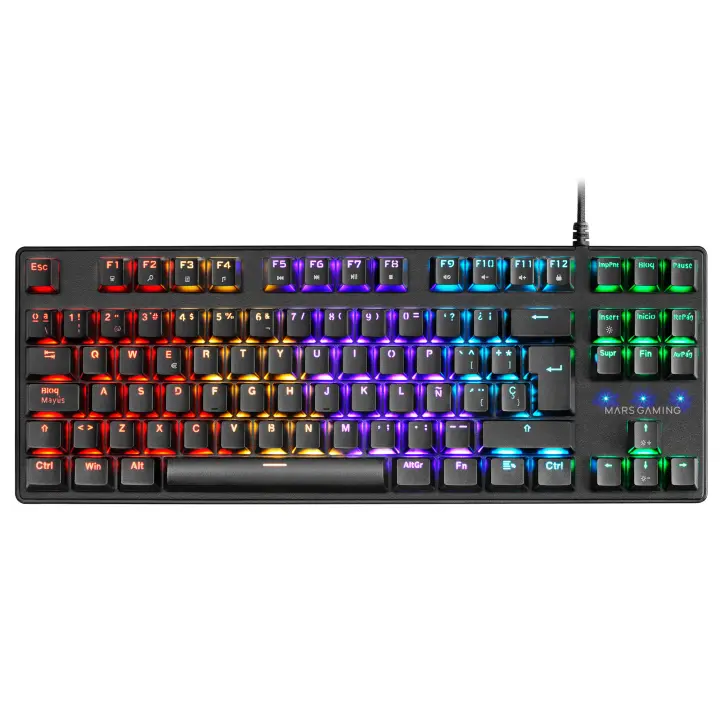 Mars Gaming MKXTKL, Teclado Gaming RGB, Tamaño Ultra-comacto TKL, Tecnología Premium Doble Inyección, Switches Mecánicos OUTEMU SQ Azul o Rojo, Teclado RGB Negro - 1