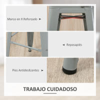 HOMCOM Juego de 4 Taburetes de Bar con Respaldo Alto Silla de Comedor de Metal con Reposapiés para Comedor Carga 120 kg 44x46x116 cm Gris Plata - details 1