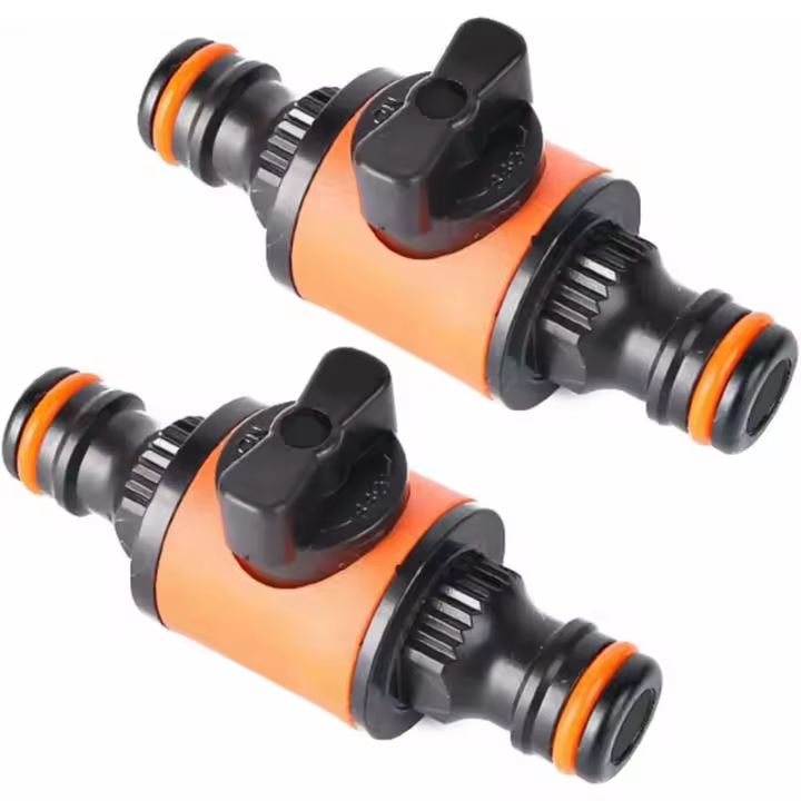 Paquete de 2 conectores rápidos para manguera de jardín, accesorios de jardinería, conectores rápidos para tubería de agua, boquilla doble con válvula D - 1
