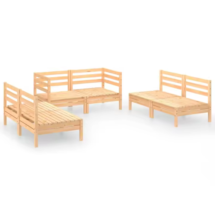 vidaXL Juego de muebles de jardín 6 piezas madera maciza de pino - 1