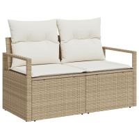 Sofá de jardín de 2 plazas vidaXL con almacenamiento y cojines Beige de polirratán - details 1
