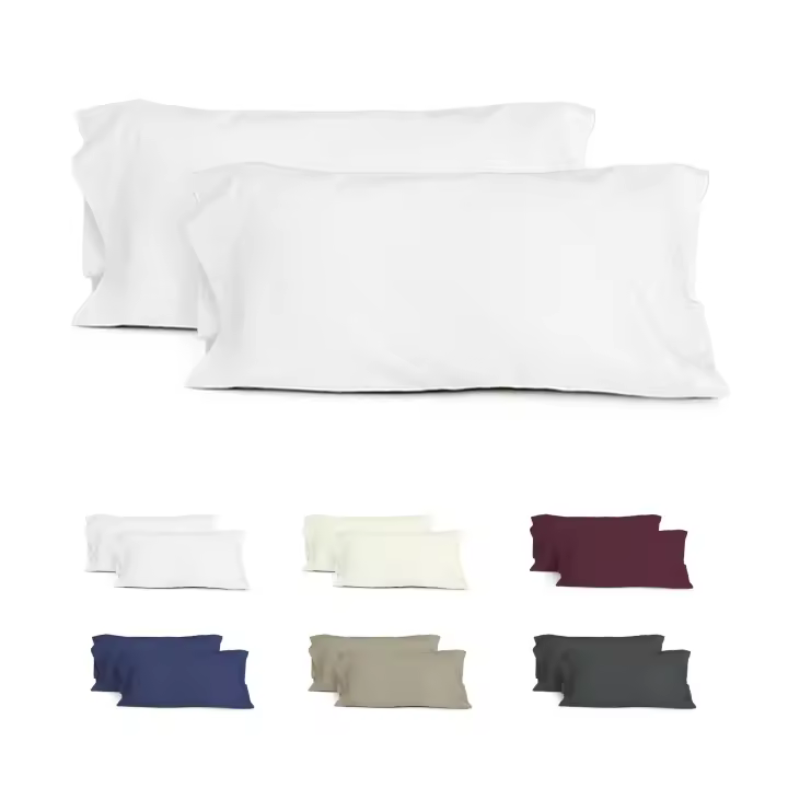 Juego de 2 Fundas Almohada para Cama- Funda Almohada Larga , Poliéster Transpirable y Suave, Abiertos por los lados. - 1