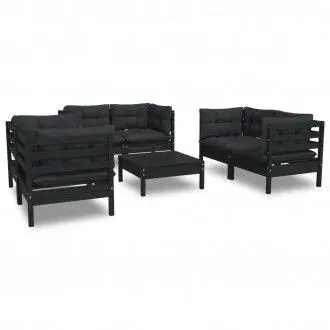 VIDAXL 3096254 juego de muebles de jardín de madera maciza de pino gris antracita 7 piezas - 1