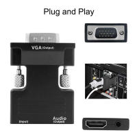 Adaptador Convertidor HDMI-Compatible a VGA Para TV Box 1080P PC Cable De Video Y Audio Aux Jack 3.5 Proyector Monitor Display Port - details 2