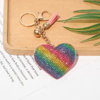 Llavero De Corazón De Cuero Con Borla Y Diamantes Para Mujeres Y Niñas Accesorios Para Bolso Y Mochila Llavero Clásico De Forma De Corazón - details 5
