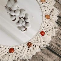 Tejido colgante de pared nórdico macrame hecho a mano estilo bohemio Fringe decoración redonda vintage salón dormitorio pasillo - details 3