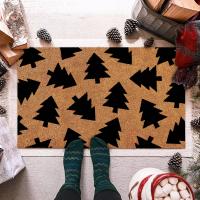 Alfombra Navideña Con Diseño De Navidad Y Flores Alfombra De Puerta Con Luces De Árbol Y Ciervo Para Exterior Antideslizante Tejida a Mano Material Acrílico Adultos - details 6