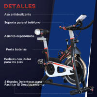 HOMCOM Bicicleta Estática Resistencia Ajustable Bicicleta Fitness con Volante Inercia 8 kg Pantalla LCD Sillín y Manillar Ajustables Soporte para Tableta 103x48x115 cm - details 6