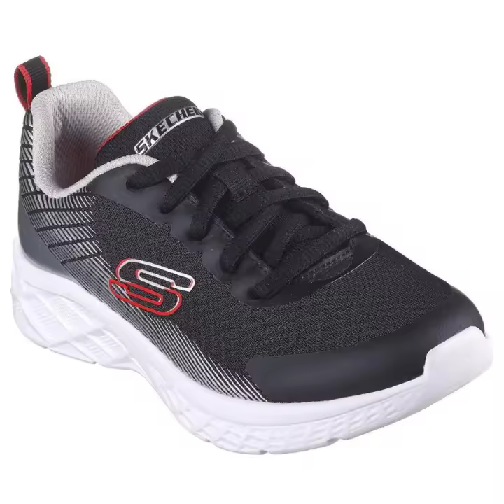 Zapatillas niño Skechers color negro plata y rojo sneakers Skechers lavables en lavadora muy ligeras con cierre de cordones - 1