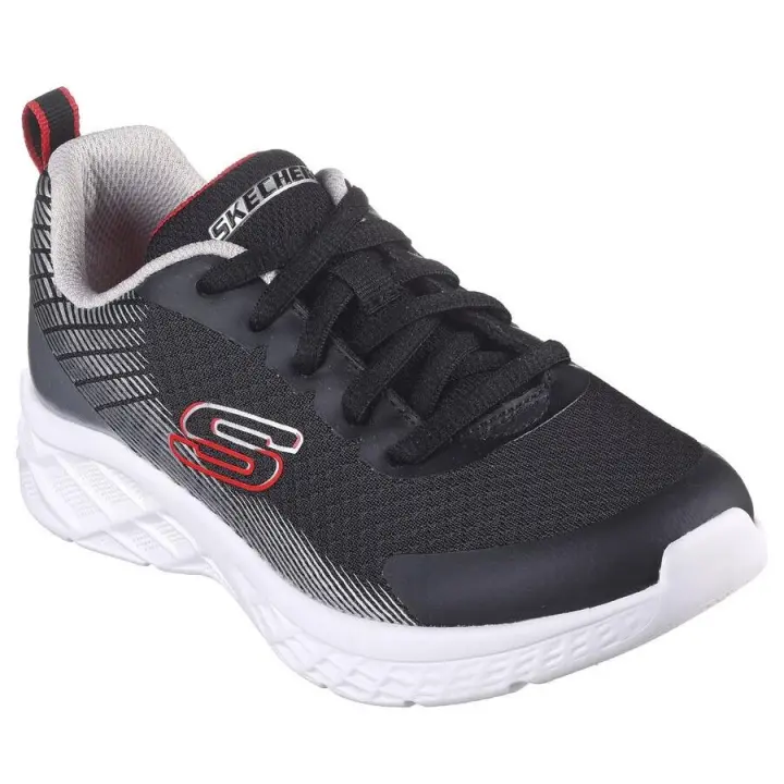 Zapatillas niño Skechers color negro plata y rojo sneakers Skechers lavables en lavadora muy ligeras con cierre de cordones - 1