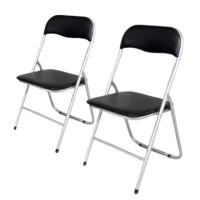 LILI HOME Pack de 2 Sillas Plegables en Color Negro con Respaldo - Metal y PVC - 80 x 48 x 44 cm Gracias a su diseño funcional y moderno, son perfectas para el hogar, la oficina, eventos o reuniones. - details 1