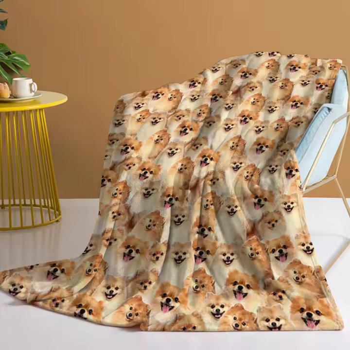 Manta De Pomeranian Para Niños Regalo Para Amantes De Los Pomeranians Manta Suave Y Cálida Para Sofá Cama Cómoda Estilo Americano - 1