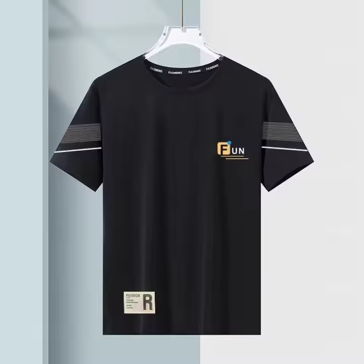 Camiseta De Verano Para Hombre Manga Corta Seda Hielo Suelta Estilo Casual Multifacético En Colores Variados Prenda Versátil Para El Día - 1