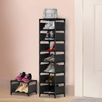 Organizador De Zapatos De 10 Niveles 1pc Estructura De Acero Y Interiores De Tela Para Entrada Pasillo Sala De Estar Simple - details 2
