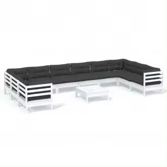 VIDAXL 3097338 juego de muebles para exterior de madera maciza de pino color blanco y gris antracita 11 piezas - 1
