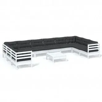 VIDAXL 3097338 juego de muebles para exterior de madera maciza de pino color blanco y gris antracita 11 piezas - 1