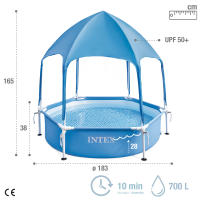 INTEX - Piscina desmontable hexagonal, Metal Frame, Ø183x38 cm, 700 l, 10 min montaje, incluye toldo desmontable UPF 50+ con spray de agua, depuradora, cobertor, tapiz, escalera, a partir de 3 años - details 3