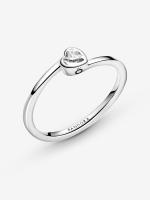 Pandora - Anillo Solitaire de corazón inclinado transparent-Plata de Lei - details 0
