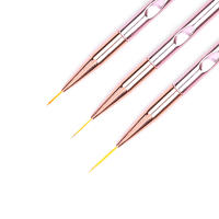 Set De 3 Pinceles De Uñas En Oro Rosa Para Arte De Uñas Con Mango De Metal Línea Delgada Dibujo Boli Herramientas De Manicura Para Diseño De Uñas UV Gel - details 3
